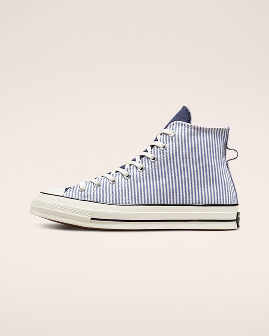 Tenisky Vysoke Converse Chuck 70 Crafted Stripe Panske Modre Svetlomodrá Indigo Čierne | SK ZJWRC1